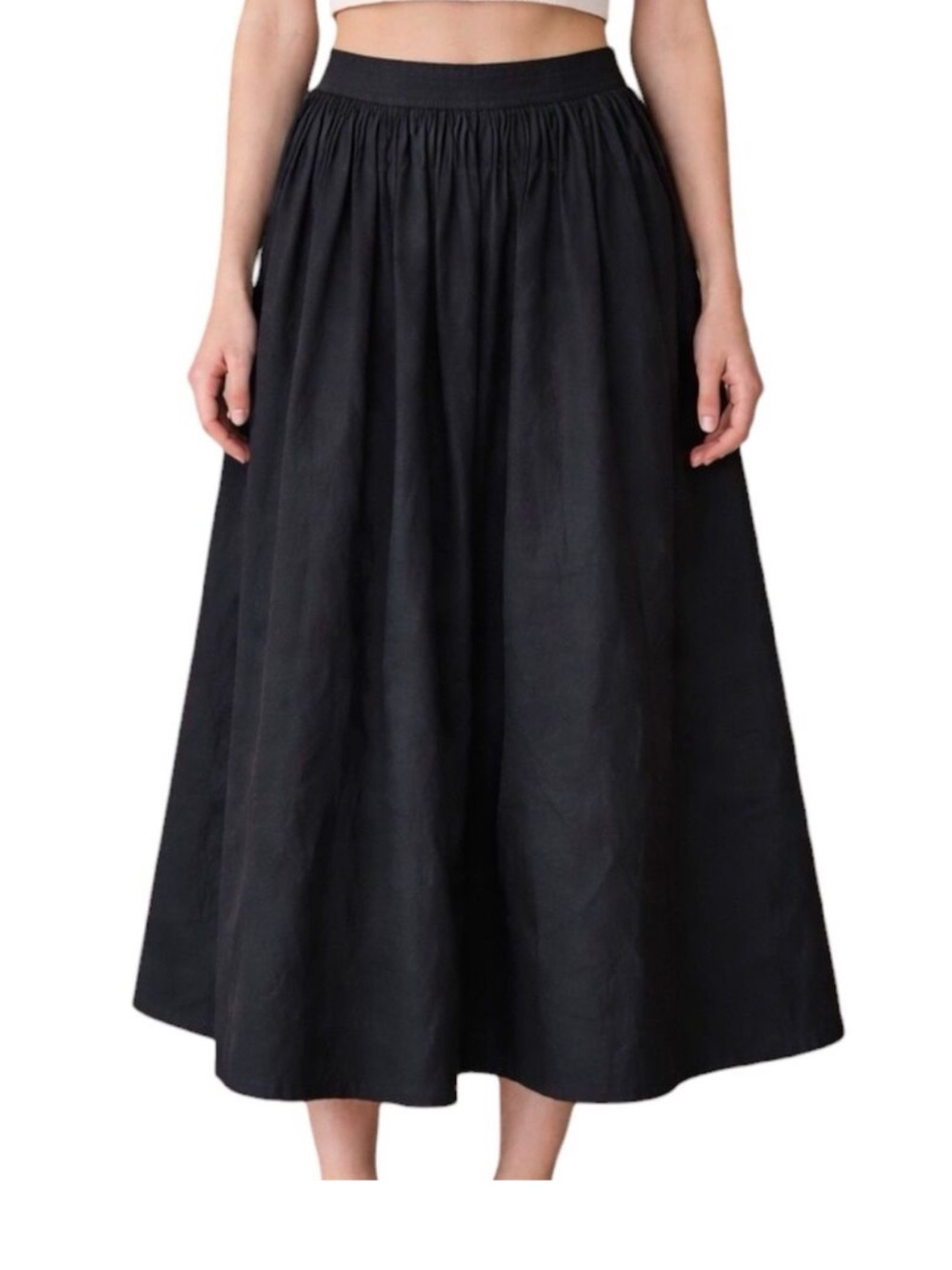 Banana Republic Cotton Poplin Black Maxi Skirt with Pockets Size 2P